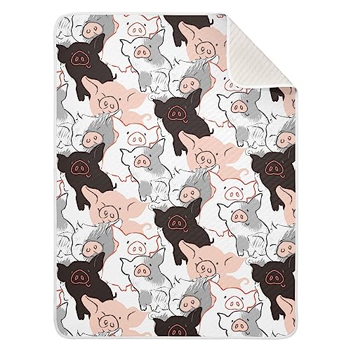 Image of Swaddle Blanket for Black and Pink Pigs Baby Receiving Blanket Muslin Baby Swaddles Soft Cotton Breathable Nursery Blankets for Unisex Boys and Girls 30x40 Inch
