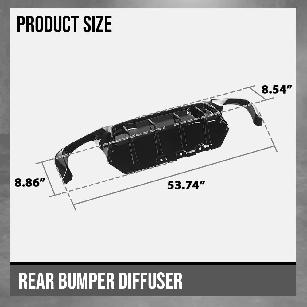 G-PLUS Gloss Black Rear Bumper Diffuser for BMW 5 Series F10 M Sport 3