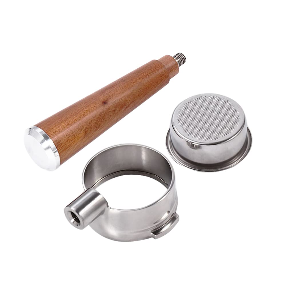 Portafiltro sin fondo de acero inoxidable de 58 mm con cesta de filtro de taza, apto para cafetera espresso Breville, dos orejas, tipo A