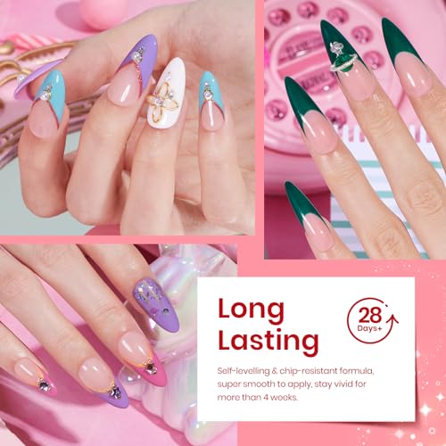 Image of Beetles Gel Polish Set, 23pcs Rainbow Gel Nail Polish Pink Orange Green Red Glitter Color with Base Glossy and Matte Top Coat Manicure Kit Shoujo Manga Soak Off Uv Led Gifts for Women