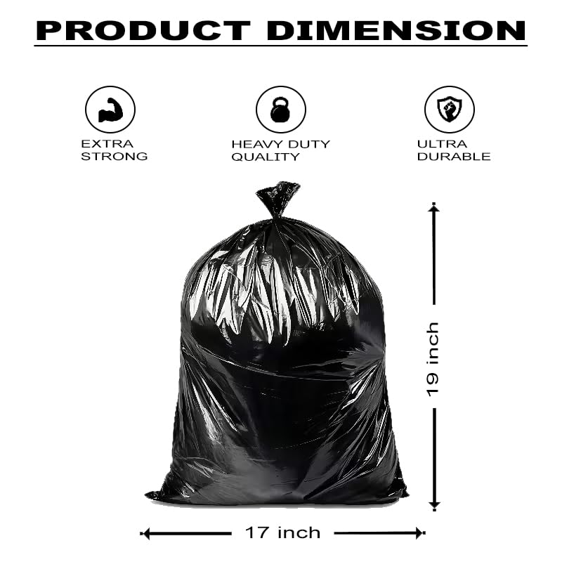Image of ELLA Garbage Bags 17x19 Inches | 360 Bags (12 Rolls x 30) | Black | Small | Durable Leak-Proof Dustbin Covers for Home, Kitchen, Bathroom & Office | Free Check Duster Cloth