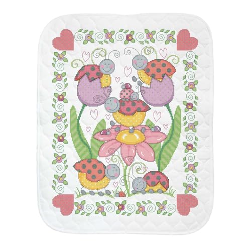 Herrschners Lovely Ladybugs Baby Quilt Stamped Cross-Stitch