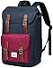 Rucksack Damen Herren, VASCHY Wasserabweisend Schulrucksack Mädchen Jungen Teenager Passt 15,6 Zoll Laptop Jugendliche Schultasche Schulranzen Vintage Casual Daypack für Reise Arbeit Camping-Blau Wein