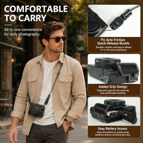 Bowan funda parcial de cuero para Sony RX100 negra miniatura 7