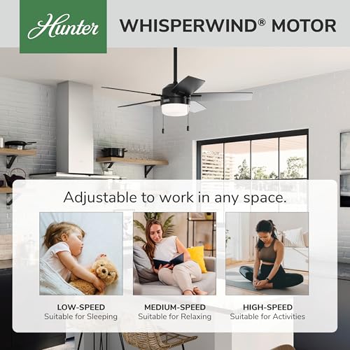 Image of Hunter Anisten, Indoor, Ceiling Fan, with LED Light, 44 inch, Matte Black