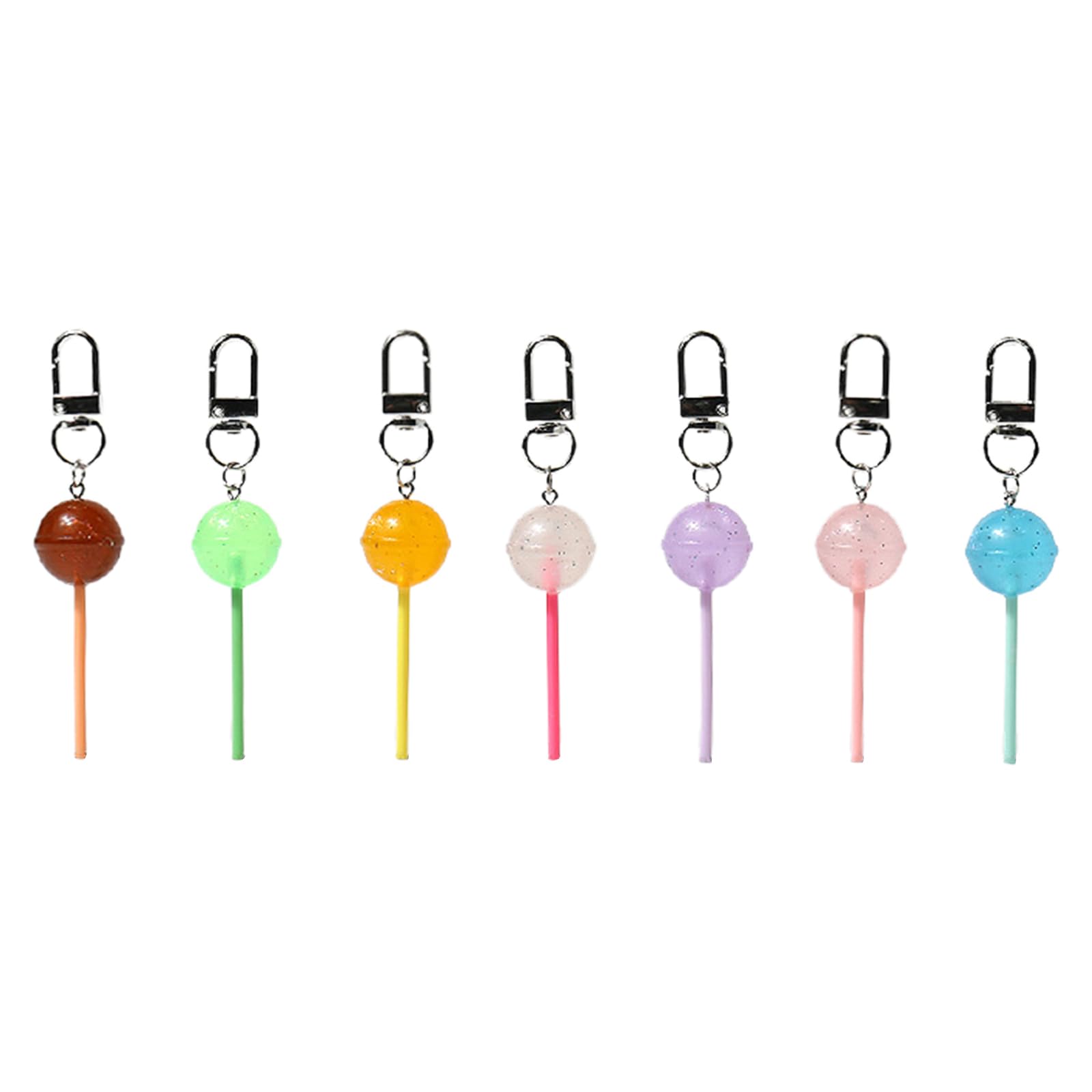 Yjcnelcr Women's Colorful Lollipops Keyrings Key Chains For 7 Pcs Assorted Macaron Candy Keychain Vibrant Bag Pendant Key Ornaments Cute Lollipop Keyrings Resin Texture For Daily Keychain Gifts For Girls