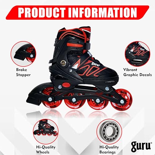 Image of GURU Inline Skates, Inline Skates Wheels for Kids & Adults Medium Size in-line Skates