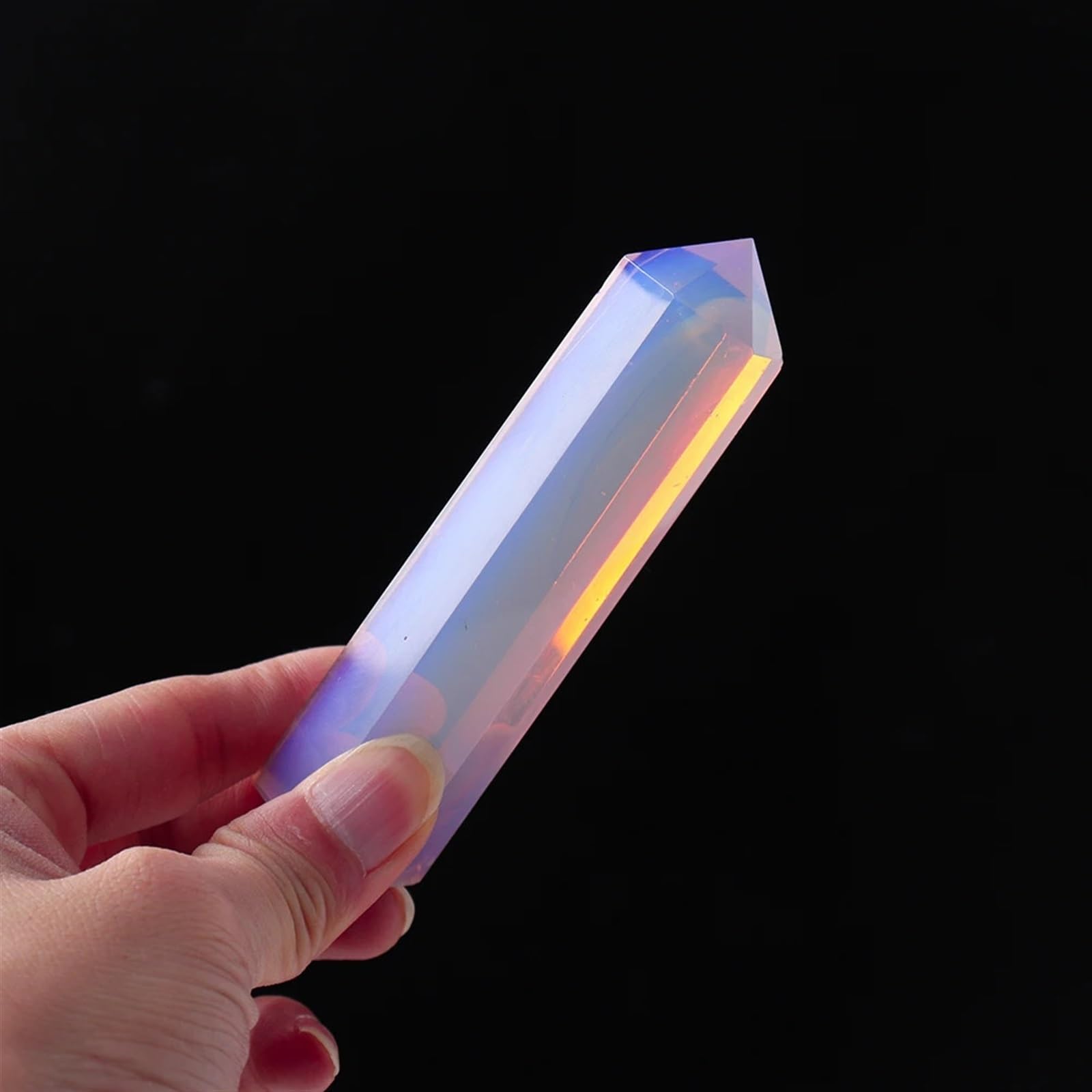 KJEBVHIRS 1pc Synthetic Quartz Opal Crystal Point Tower Polished Hexagonal Prisms Column Home Decor Ornaments