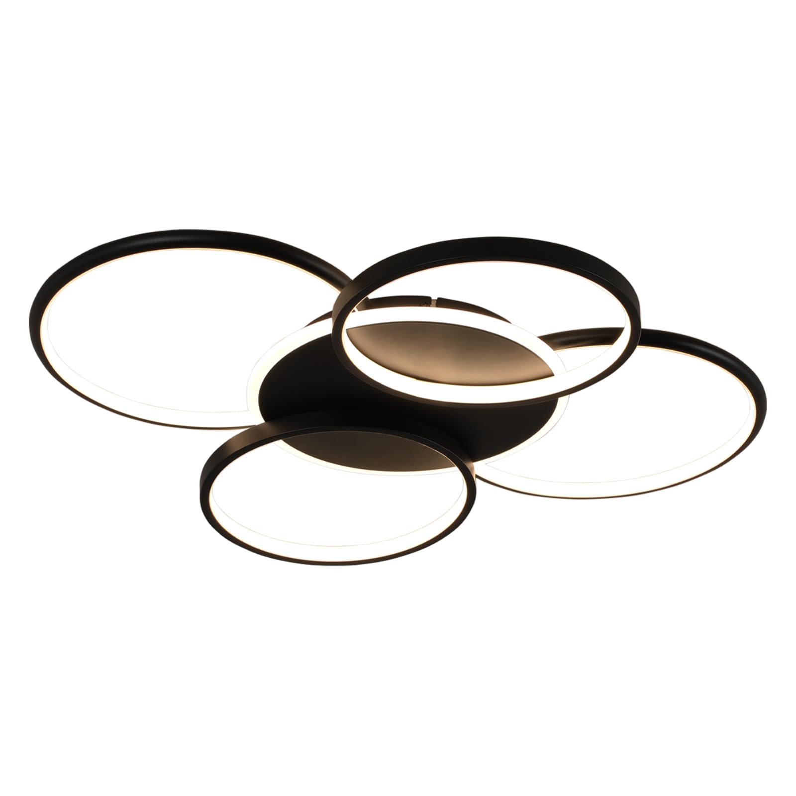 GBLY Deckenlampe LED Deckenleuchte Wohnzimmer: 67CM Wohnzimmerlampe Dimmbar | 70W mit Fernbedienung 5-Ringen Schwarz Schlafzimmerlampe Modern Acryl Deckenbeleuchtung für Büro Schlafzimmer Esszimmer