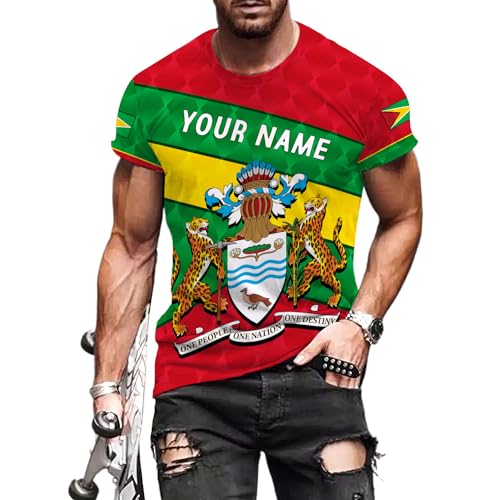 Rivelus Personalized Name 3D Shirt, Guyana Tshirt for Men Women, Guyanese Flag Pride Shirts, Guyana Gift S-5XL