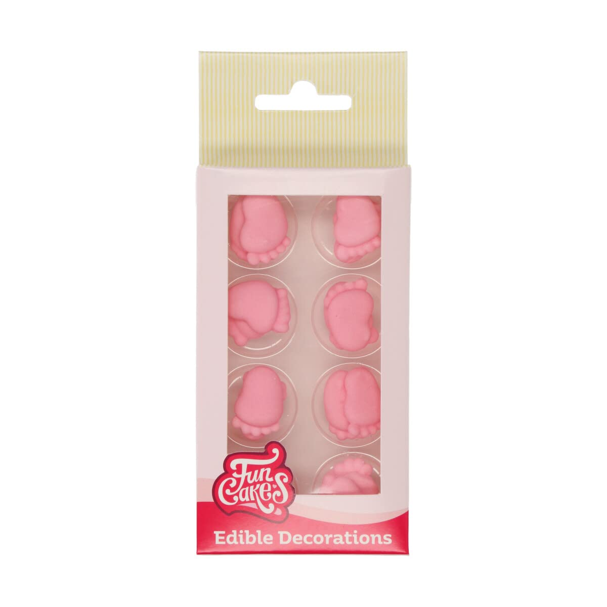 FunCakes Sugar Decorations Baby Feet Pink: Ready to Use for Cake Decoration, Perfect for Babyshower Cupcakes, Muffins and more, Glutenfree certified, Set/16