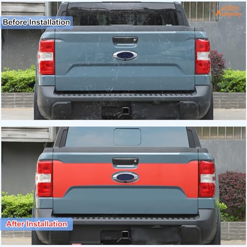 Image of Aunginsy Trunk Tailgate Panel Decal Sticker Wrap Compatible with Ford Maverick 2022-2024 2025 Pickup Tailgate Door Panel Red Graphics Precut Vinyl Decal Decorative Sticker Protection Accessories