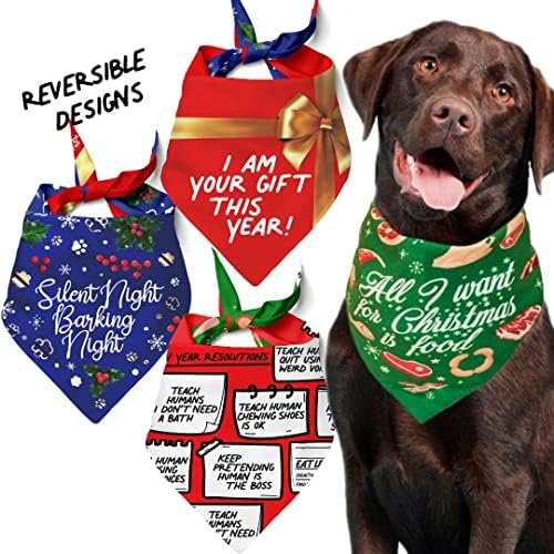 2 Christmas Bandanas for Dogs with 4 Unique Patterns