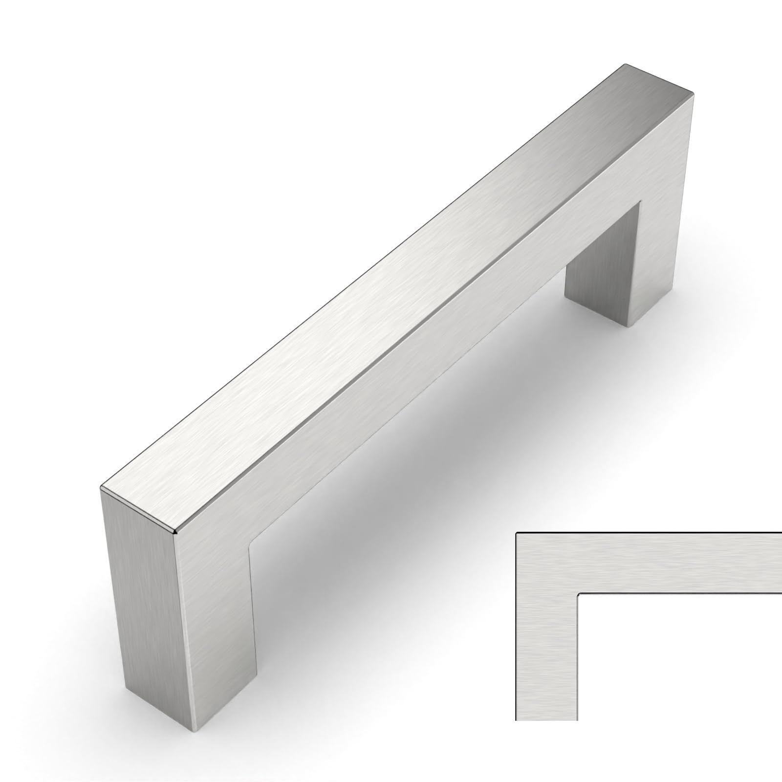 Amerdeco 10 Pack Brushed Satin Nickel Cabinet Pulls 3.75 Inch(96mm) Hole Centers Kitchen Cabinet Handles Cabinet Hardware Cupboard Handles Square Drawer Pulls