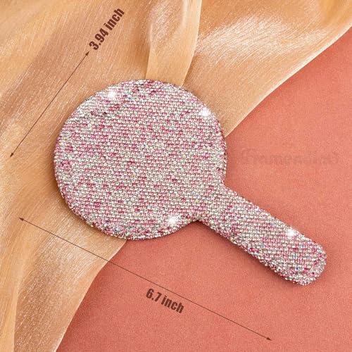 Espejo de mano redondo con brillo Rhinestone Framendino miniatura 2