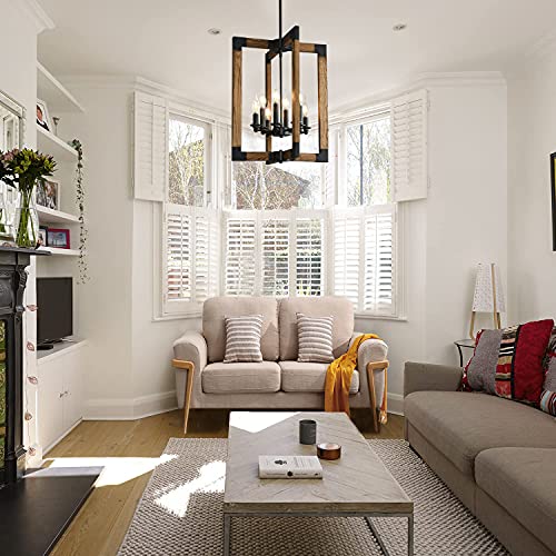 8 Light Farmhouse chnadelier for Bedroom, Wood Chandelier with Oil Rubbed Bronze Finish, Rustic Light Fixtures for Dining Room, Living Room and Foyer - Image 3