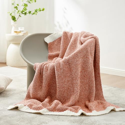 Image of Snuggle Sac Orange Fall Throw Blanket for Couch, Oversized Throw XL Super Soft Warm Blankets Cozy Knit Fuzzy Throws for Sofa, Bed, Living Room, Heather Orange, 50x70 inches