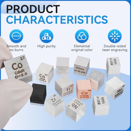 Image of 0.39 inch Cobalt Metal Element Cube 10MM Density Cubes 99.95% High Purity, Periodic Table of Elements Collection for Element Collections Hobbies, Pure Cobalt Cube(Co 0.39 Inch)