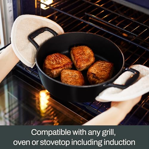 All-Clad Cast Iron Braiser Pan, 4 Qt Enameled Cast Iron Casserole Pan with Lid, Grill, Oven Safe up to 650F, Compatible with All Stovetops (Gas, Electric & Induction), Easy-Clean, Cookware, Black - Image 7