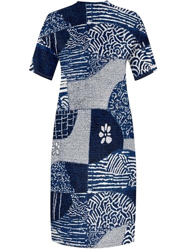 Image of SUZONANA Plus Size Denim Print Maxi Dresses for Women Casual V Neck Short Sleeve with Pockets Soft Jean Look Dress XL-6XL