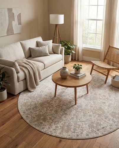 Tapete Redondo 7 Ft Ivory Rugs.com Oregon Collection miniatura 1