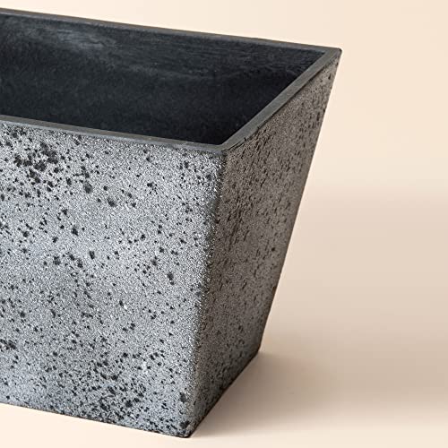 LA JOLIE MUSE 21.7 Inch Long Window Planter Box Outdoor, Rectangular Plastic Planter for Indoor and Outdoor, Minimalist Chic Succulent Planter, Rock Gray, Set of 2, 21.7 x 6 x 5.8 inch - Image 5