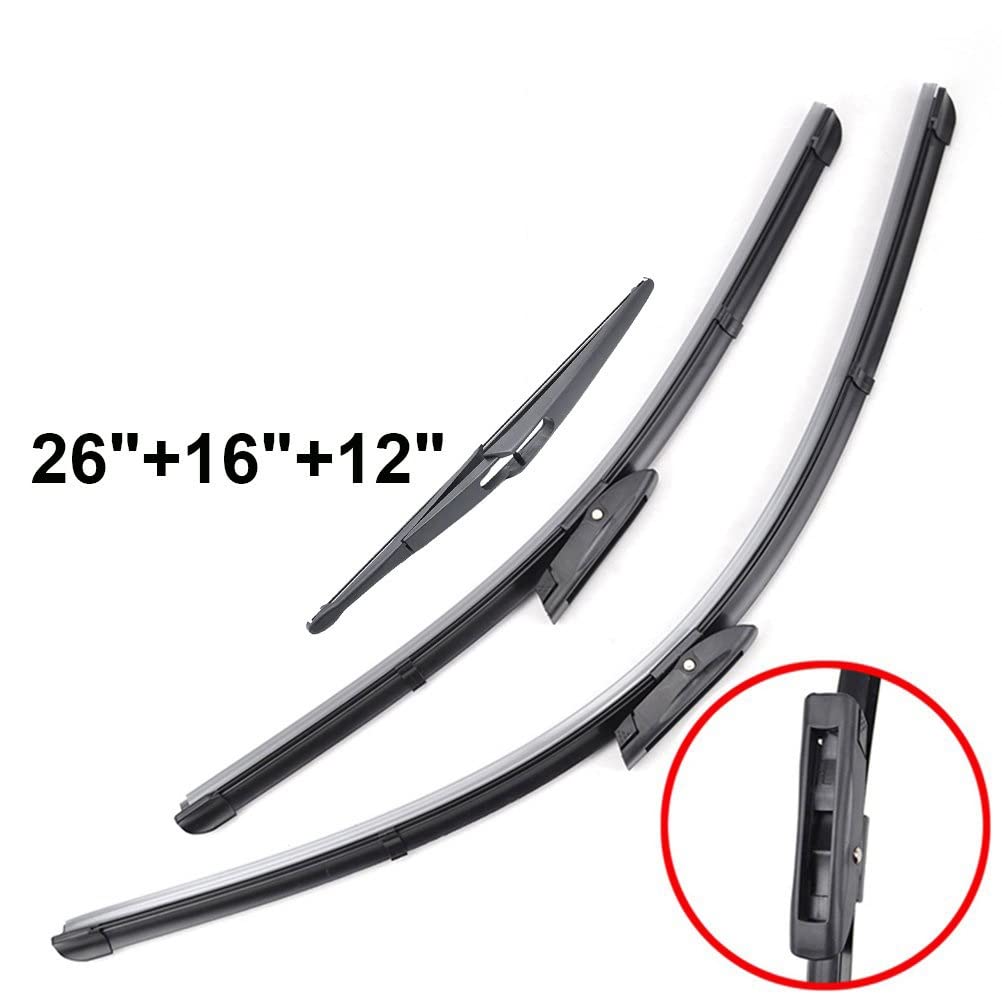 Tergicristallo Anteriore E Posteriore Tergicristallo Spazzole Set per Citroen C3 MK2 Hatchback 2009 2010 2011 2012 2013 2014 2015 2016 Parabrezza Finestra 26"+16"+12"