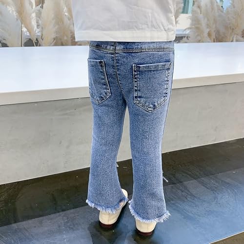 Infant Girls Soft Elastic Waist Bell Jeans Bottoms Pearl Bowknot Denim Pants Kids Comfy Casual Pants Winter Trouser4
