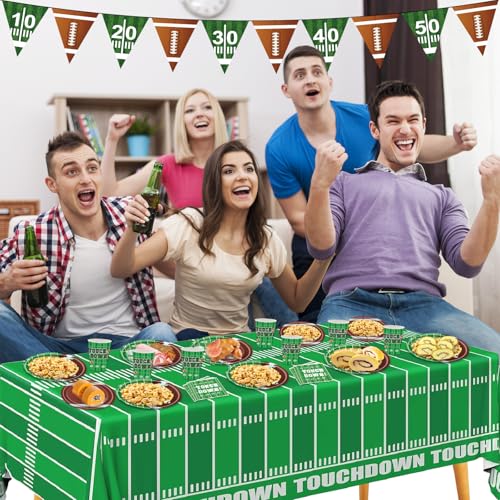 Football Party Decorations 98Pcs Football Birthday Party Suppiles Set Include Plates and Tablecloth Sport Theme Party Favors Kit - Image 8