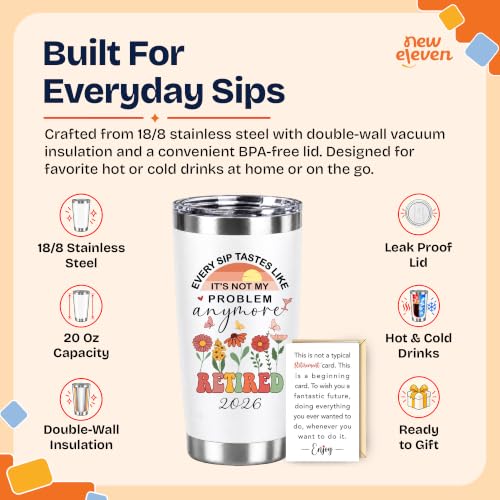 NewEleven Retirement Gift For Woman 2026 - Cute Going Away Gift, Farewell Gifts For Coworkers Women, Her - Goodbye Gifts For Coworkers, Retirement Gifts For Women, Boss - 20 Oz Tumbler - Image 4