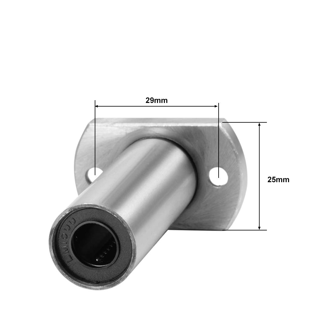 sourcing map 2 sztuki liniowych łożysk kulkowych LMH10UU bardzo długie z dwoma bocznymi kołnierzami, średnica otworu 10 mm 19 mm średnica zewnętrzna 55 mm długość