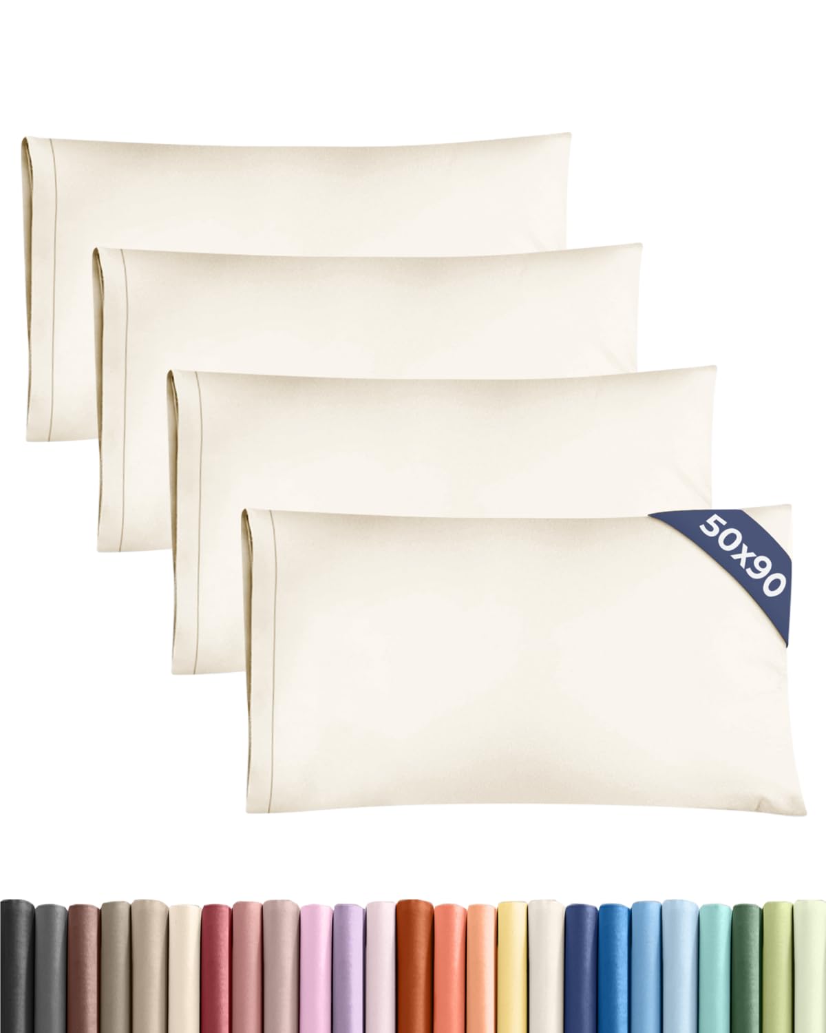 CGK 4 Pack King Size Off White Pillow Cases 50x90 cm with Envelope Closure - Brushed Microfiber - Soft, Wrinkle & Fade Resistant - Breathable, Hypoallergenic & OEKO-TEX Standard 100 Certified โ image 1