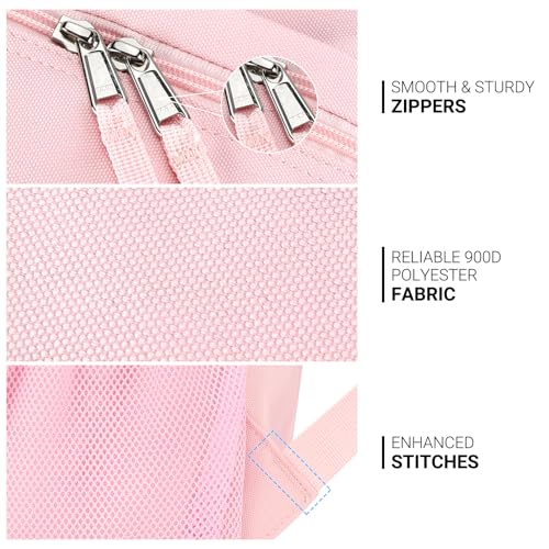 Image of ZORFIN 26L Backpack for College, and Travel: Water Resistant Bookbag - Pink