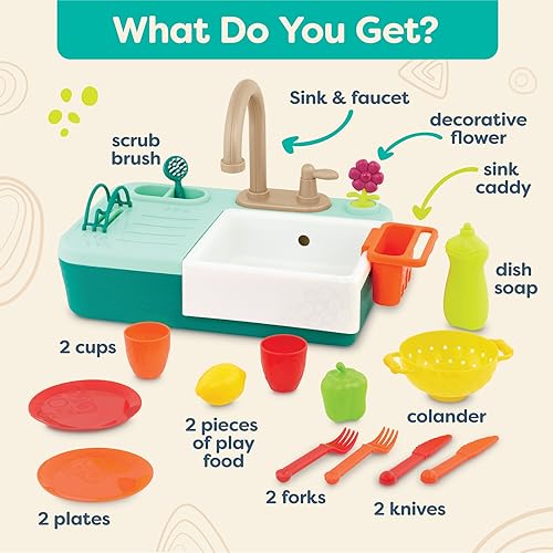 B. Toys BX2070Z Splash-N-Scrub Sink- Pretend Play Color Changing Playset – Toy Kitchen Sink thumb #5