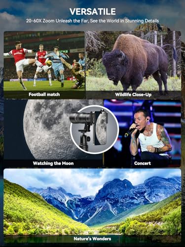 MIAO LAB 20-60X Zoom Telephoto Lens, High Power Telephoto Mobile Cell Phone Lens with Tripod & Universal Phone Clip, for iPhone 16/15/14/13 Series, Samsung, Android Phone and Most Smartphone - Image 5