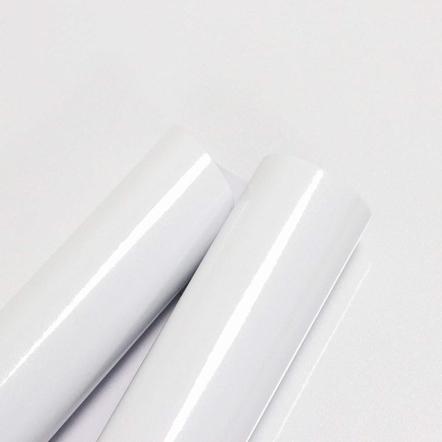WISDOM White Glossy Waterproof Self Adhesive Contact Paper Vinyl Film Shelf Liner Covering for Kitchen Cabinet Countertop Bathroom Furniture (12 x 36inches Pack of 2, White Glossy Wallpaper) (B0B2N46QX5) Amazon Price History, Amazon Price Tracker