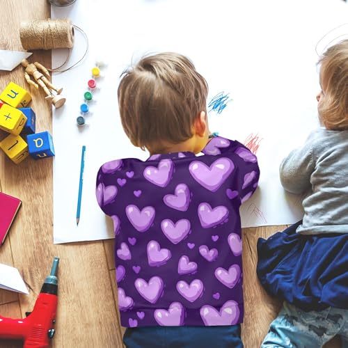 JUNZAN Purple Hearts Day Purple Hearts Little Girls Hooded Sweatshirt Long Sleeve Fall Tops Shirts Athletic 4T 6