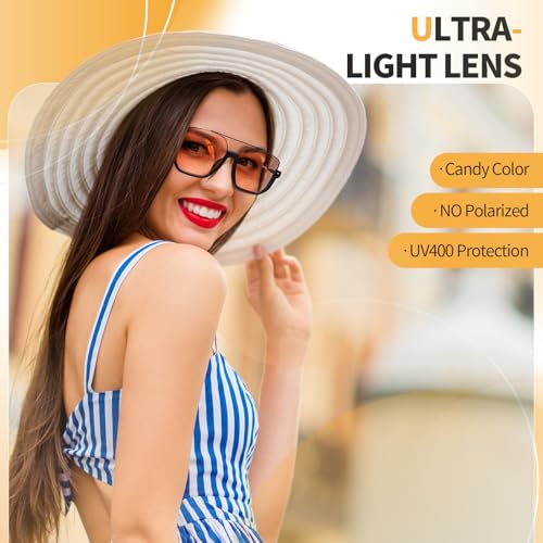 Oversized Square Sunglasses Semi Rimless 2 Pairs Retro 70S Vintage Sun Glasses Lightweight Tinted Trendy Shades Glasses for Women4