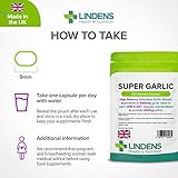 Lindens Hochdosierte Super-Knoblauch 6000 mg Kapseln | 120 Verpackung | Hochdosierter, geruchsloser Knoblauchextrakt, entspricht 6000 mg Knoblauchzehen in jeder Tageskapsel, standardisiert mit 4200 μg Allicin