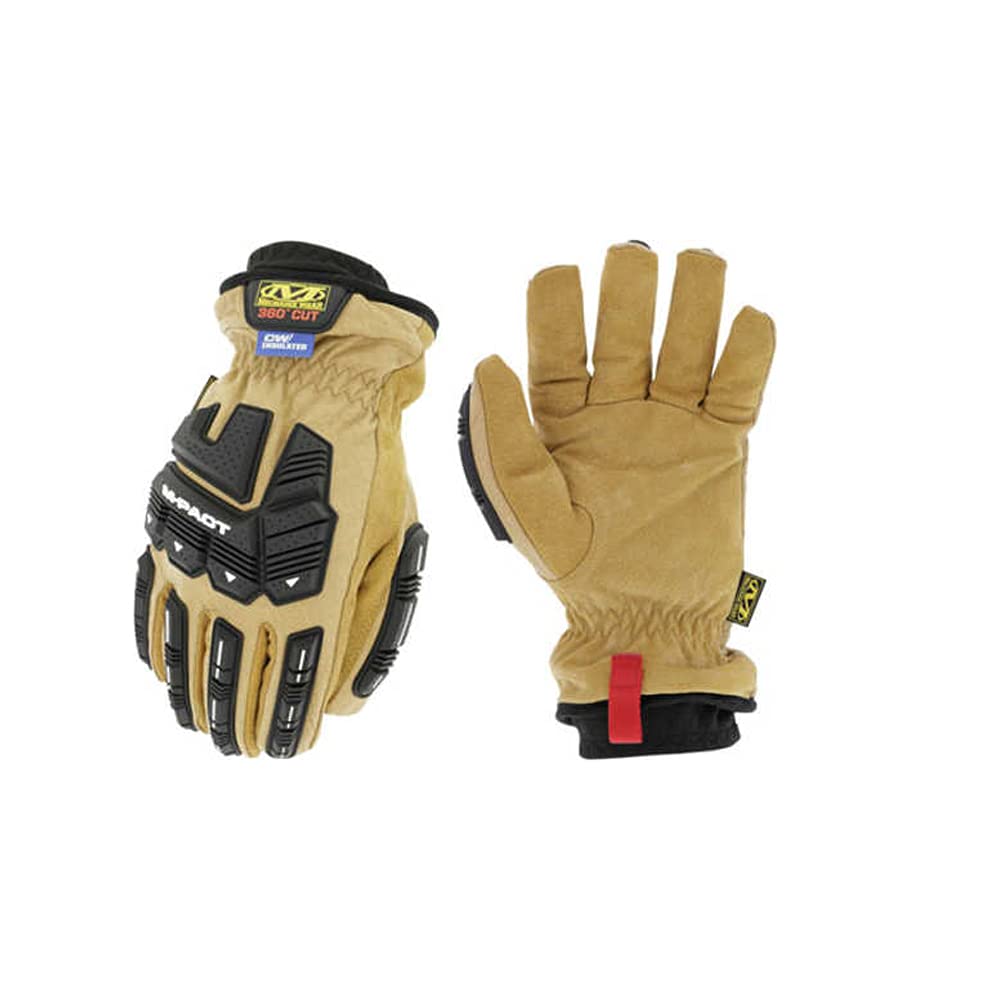 Mechanix WearDuraHide Insulated M-Pact Leather Driver F8-360 - Insulated with PrimaLoft Gold, All Around A9 Cut Resistance, Abrasion Resistance, Impact Protection (XX-Large, Black/Tan)