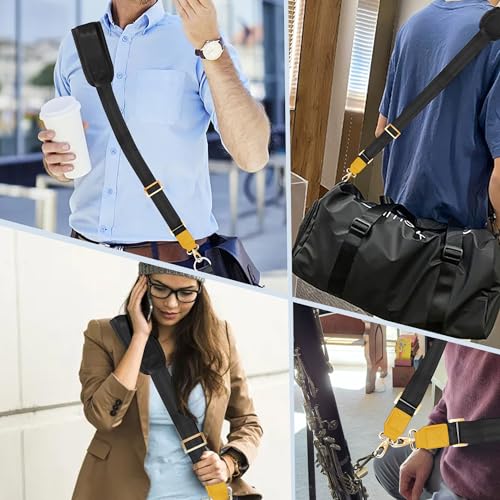 Image of ZINZ 60 inch Universal Strap with Ultra-thick Fixed Breathable Pad - Adjustable Heavy-duty Shoulder Strap for Laptop, Crossbody Luggage, Gym Bag, Camera Bag and More - Black, Yellow