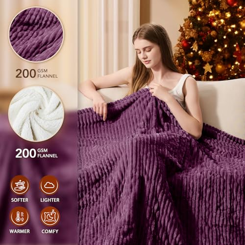 Image of Homemate Heated Blanket Electric Throw - 50 inchx60 inch Heating Blanket Throw 1 /2 /4 /6 /8 Hours Auto-Off 10 Heat Levels Over-Heat Protection Soft Flannel Sherpa ETL Certification