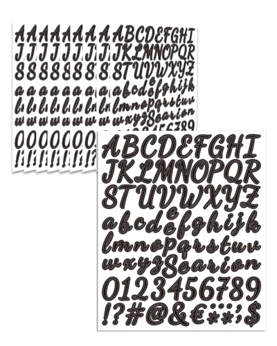 Uniclife 10 Sheets Letter Stickers 840 Pcs Scrapbook Stickers 1 Inch Vinyl Number Alphabet Sticker Self-Adhesive Stick on Letters for Mailbox Bottles Crafts Posters Decor Black