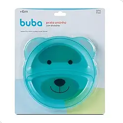 Buba Prato Ursinho Com Divisória Azul