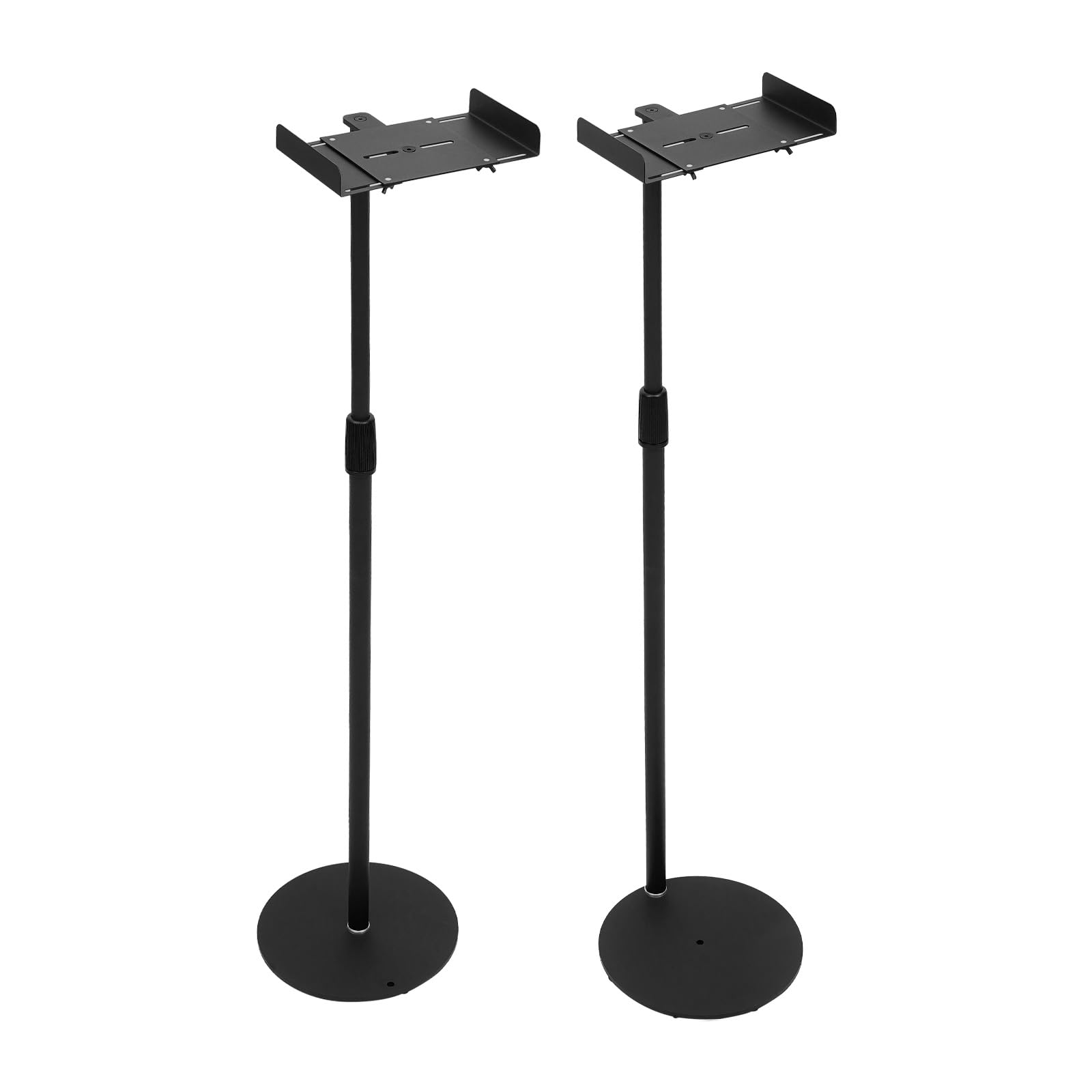 Set di 2 supporti per altoparlanti, regolabili in altezza, 75-140 cm, girevoli a 360°, supporto universale per altoparlante surround, per home theater e HiFi, nero