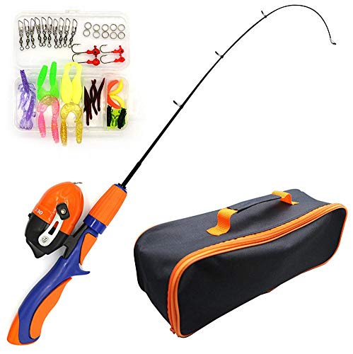 MANGGUO Juego de cañas de Pescar para niños Principiantes con Bolsa de Equipo de Pesca Impermeable, Kit de caña de Pescar de Agarre cómodo y Ligero portátil con Carrete Giratorio de Cebo de Pescado