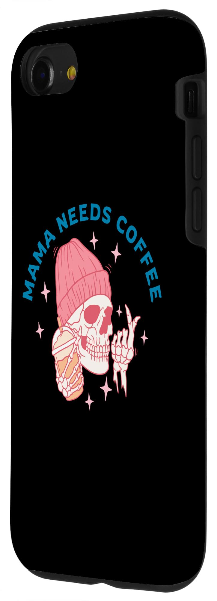 iPhone SE (2020) / 7 / 8 Pink Mama Needs Coffee Halloween Skull Case - Image 2