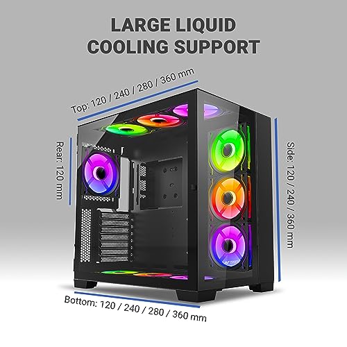 Image of Ant Esports Crystal XL Mid-Tower Computer Case /Gaming Cabinet - Black | Support ATX, Micro-ATX, Mini-ITX
