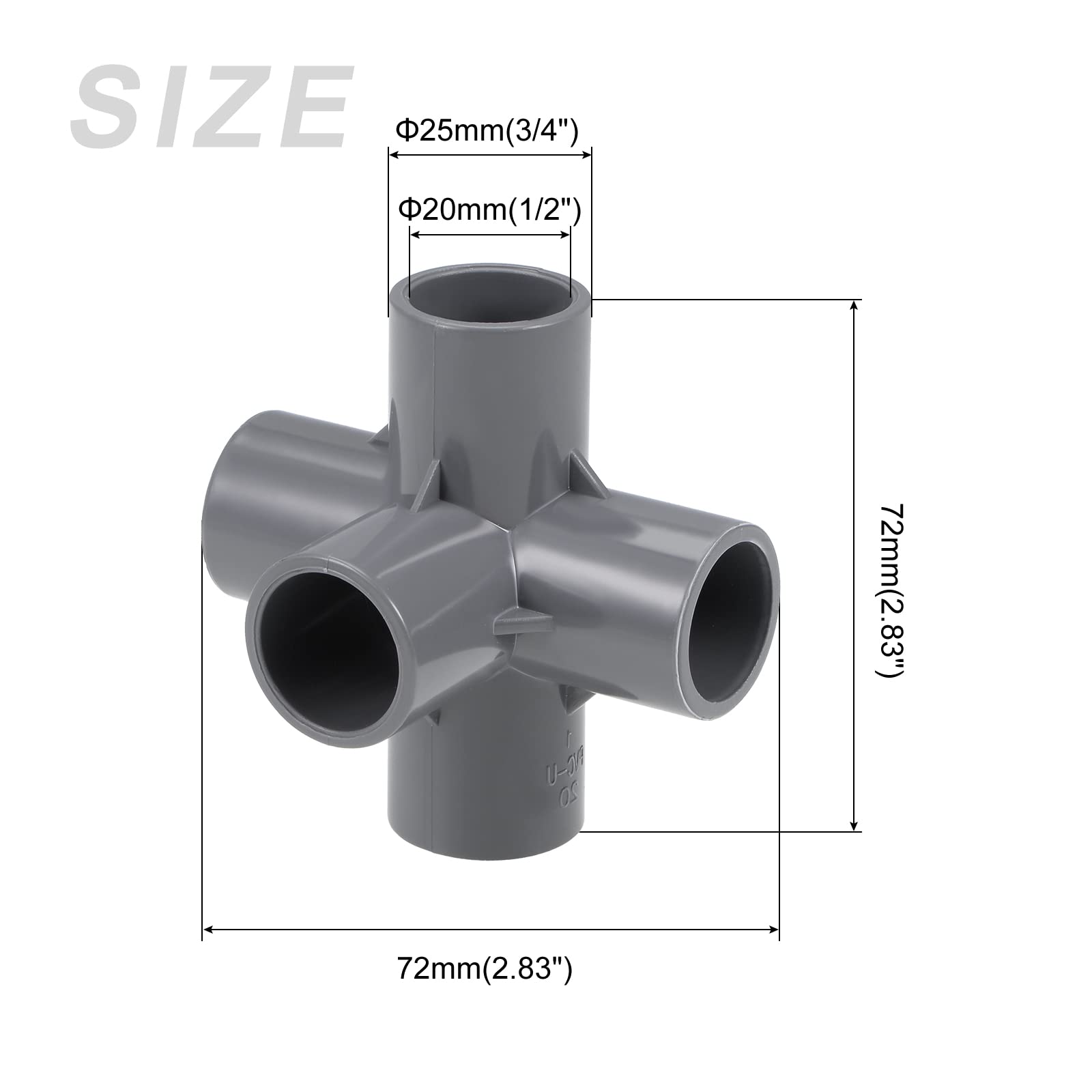 Amazon.co.jp: METALLIXITY ティーPVCパイプ継手 20 mm 5個 5方向 
