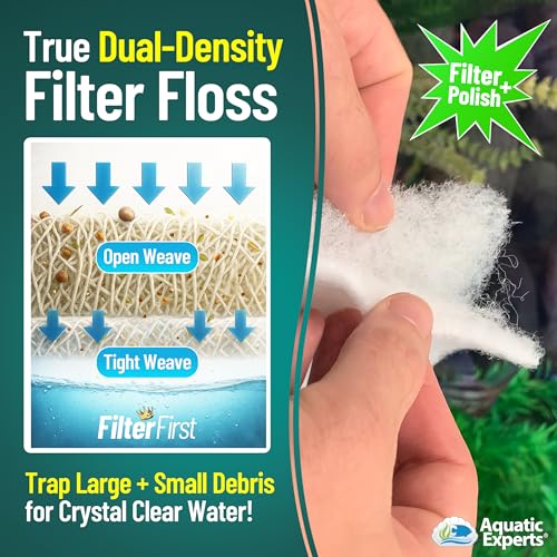 Image of Aquarium Filter Floss for Fish Tank Filters - FilterFirst Aquarium Filter Pad - Media Roll for Crystal Clear Water, Aquatic Experts, 3 /4 inch - 1 inch Thick (12 Inch Wide, Value Pack)